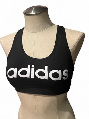 adidas Black Sports Bra with White Logo